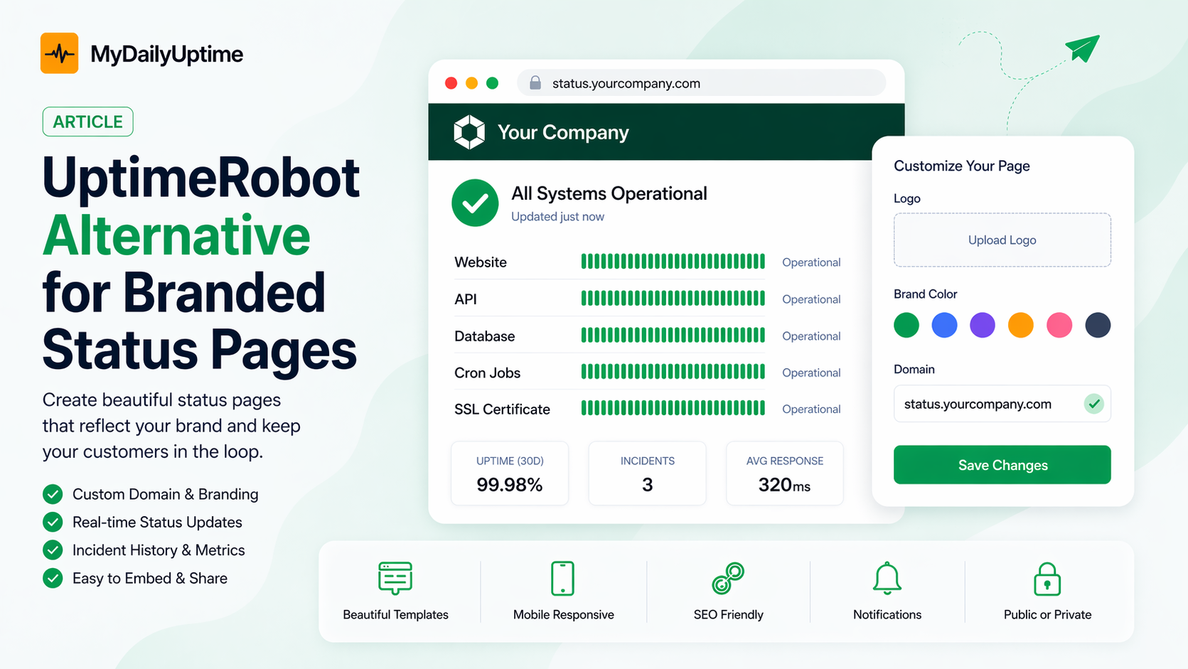UptimeRobot Alternative for Branded Status Pages cover image
